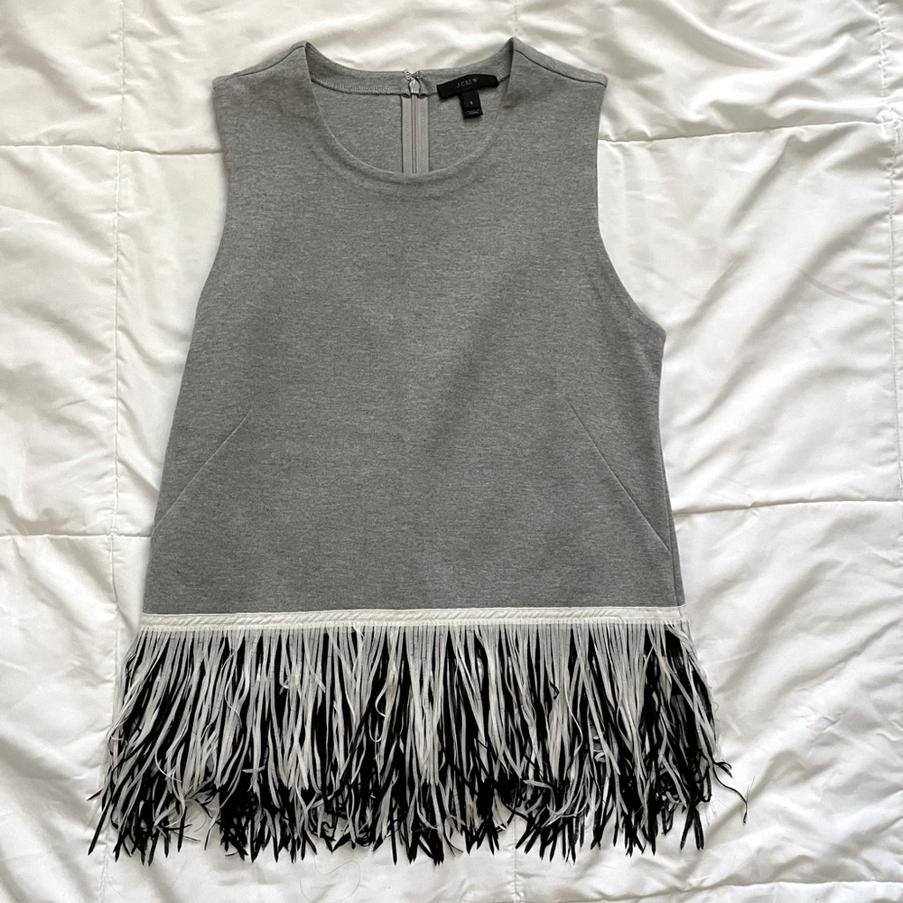 J.crew sleeveless jersey ponte top with fringe size Small